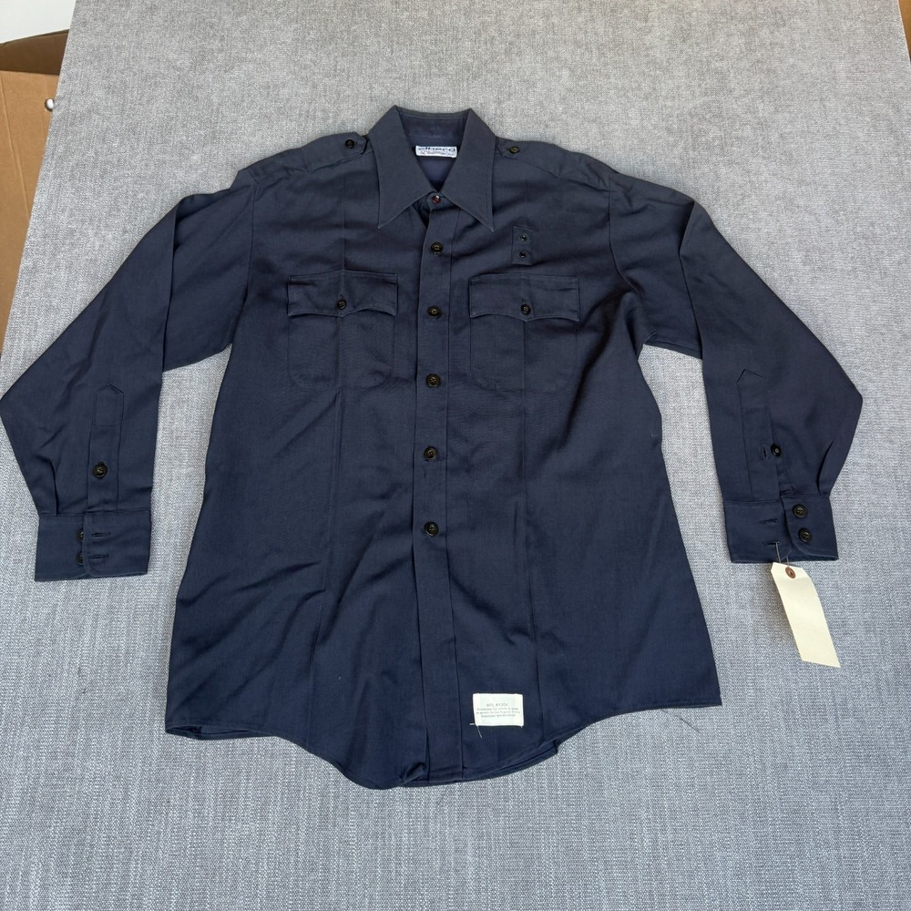 Elbeco Special Duty Tropical Police Uniform Shirt Mens 17 Navy Shoulder Epaulet